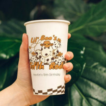 Retro Cowboy Halloween Checkered Pattern Birthday