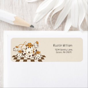 Retro Cowboy Halloween Checkered Pattern Groovy  Label