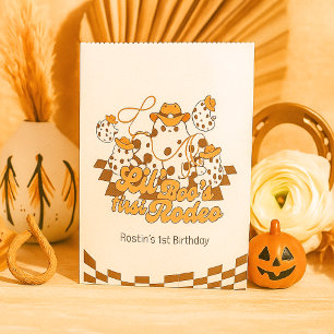 Retro Cowboy Halloween First Rodeo Birthday Favor Bag