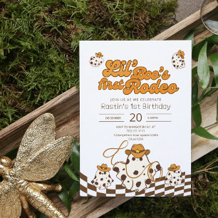 Retro Cowboy Halloween First Rodeo Birthday Invitation
