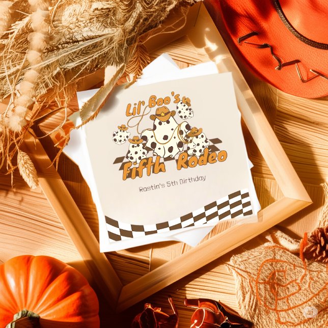 Retro Cowboy Halloween First Rodeo Birthday Napkins (Creator Uploaded)