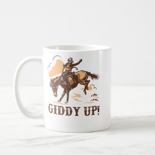 Retro Cowboy Rodeo Giddy Up Hold Your Horses Weste Coffee Mug