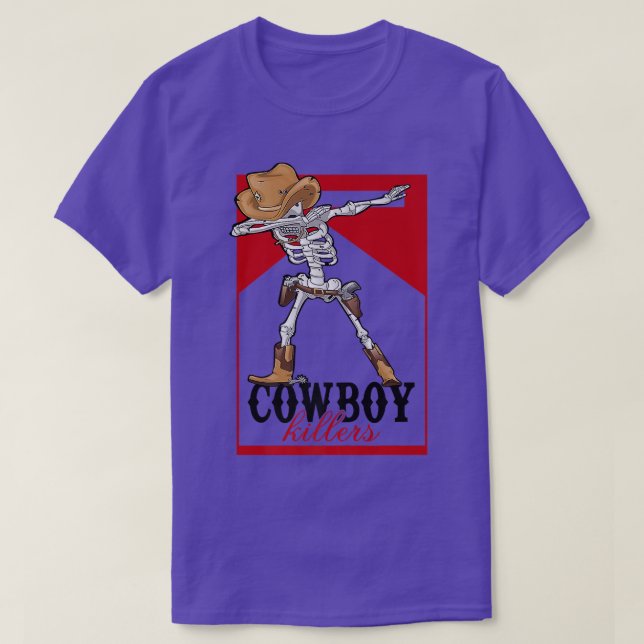 Retro Cowboy Skeleton Killer Skeleton Western Coun T-Shirt (Design Front)