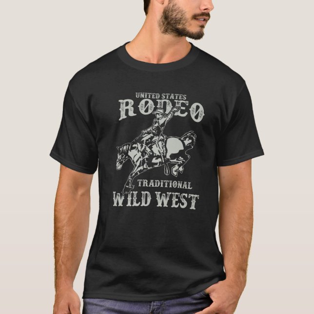 Retro Cowboy US Rodeo Traditional Wild West Wester T-Shirt (Front)