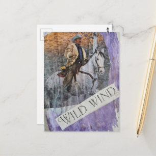 Retro Cowboy Wild Wind Postcard