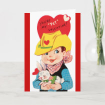 Retro Cowboy with Pet Valentine's Day Card