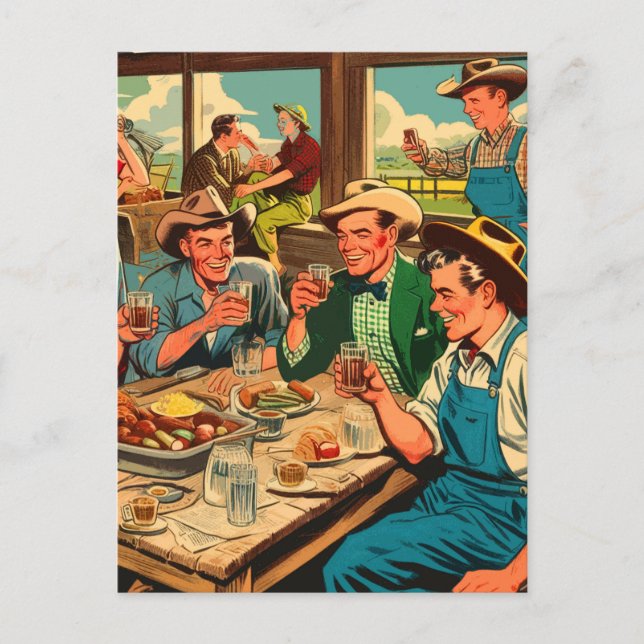 Retro Cowboys Comics Postcard (Front)