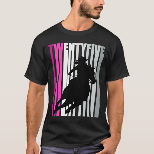 Retro Cowgirl Birthday 25th Rodeo Horse Queen Barr T_Shirt