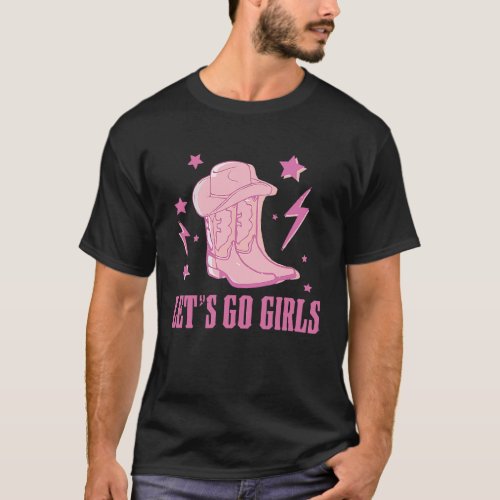 Retro Cowgirl Boot Lets Go Girls Howdy Western Co T_Shirt