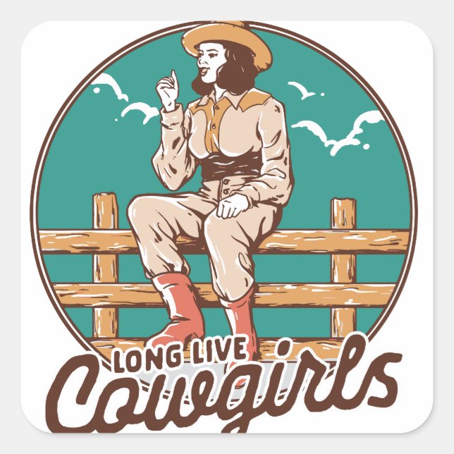Retro Cowgirl Charm: T-Shirt and Sticker Design (Front)