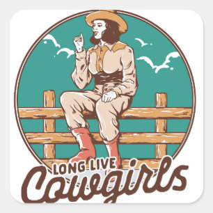 Retro Cowgirl Charm: T-Shirt and Sticker Design