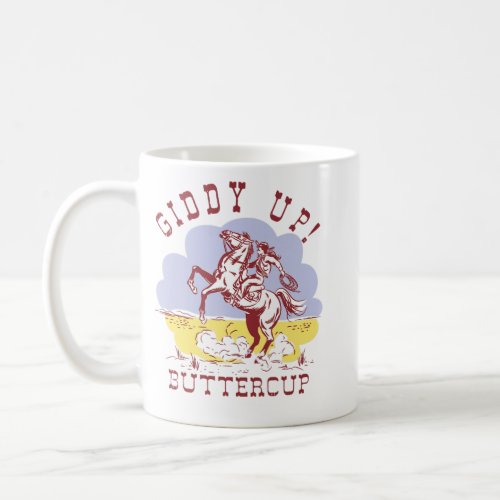 Retro Cowgirl Hold Your Horse Giddy Up Western Cow Coffee Mug
