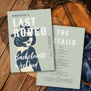 Retro Cowgirl Last Rodeo Glam Sage Bachelorette Invitation