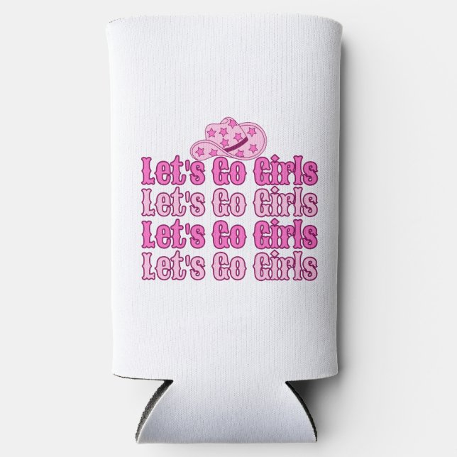 Retro Cowgirl Pink Bride Seltzer Can Cooler (Front)