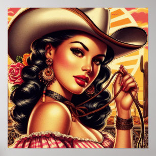 Retro Cowgirl Poster