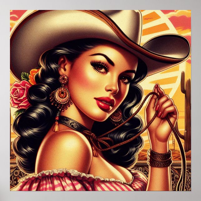 Retro Cowgirl Poster (Front)