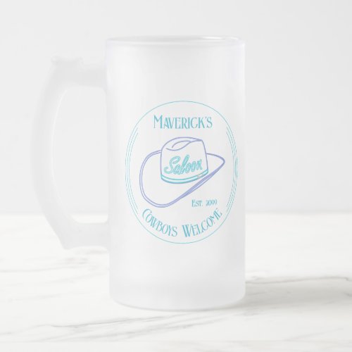 Retro Cowgirl Saloon Drinkware Frosted Glass Beer Mug