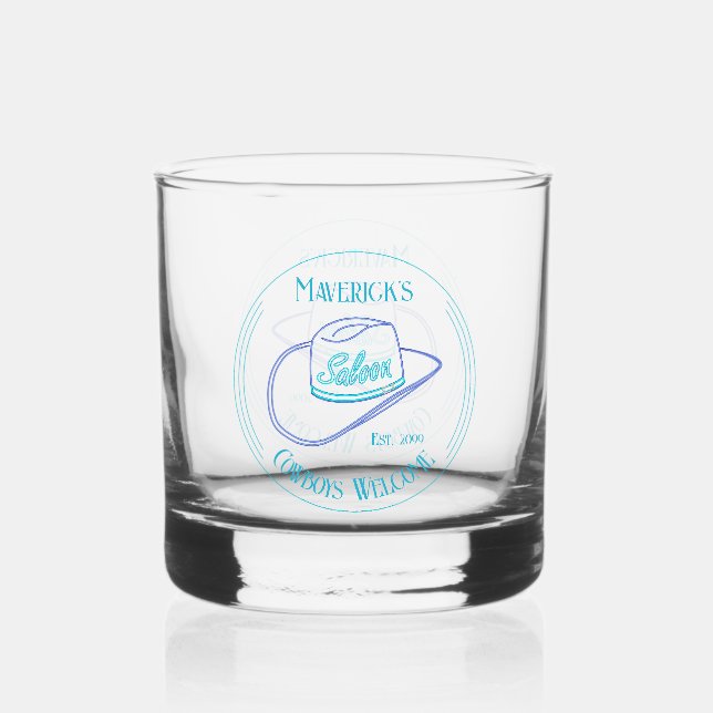 Retro Cowgirl Saloon Drinkware Rocks Whiskey Glass (Front)