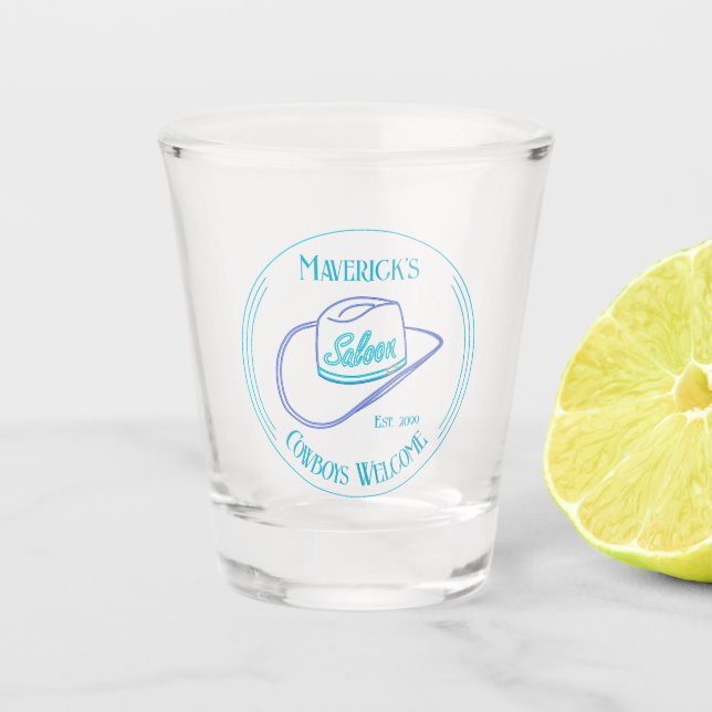 Retro Cowgirl Saloon Drinkware Shot Glass (Front)