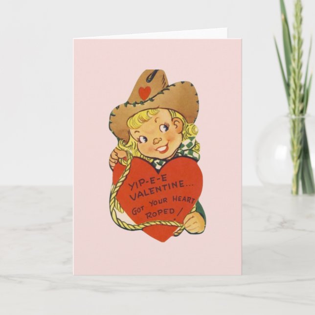 Retro Cowgirl Valentine's Day Card (Front)
