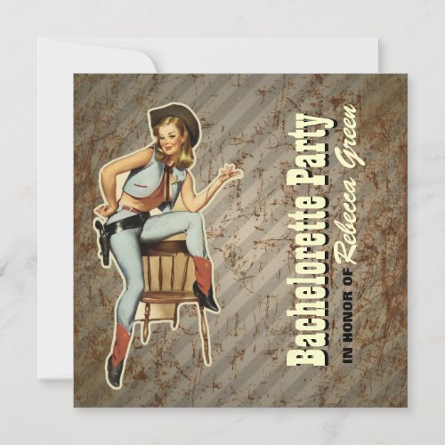 retro cowgirl western country bachelorette party invite