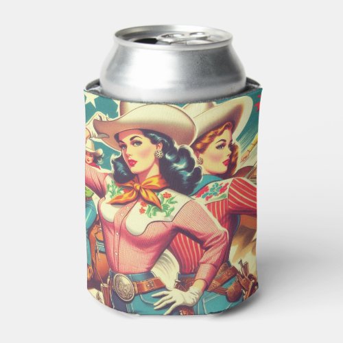 Retro Cowgirls Pin_ups Can Cooler