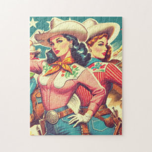 Retro Cowgirls Pin-ups Jigsaw Puzzle