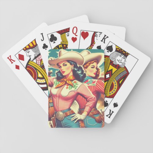 Retro Cowgirls Pin_ups Playing Cards