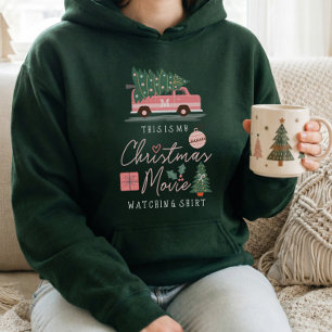 Retro Cozy Christmas Van Holiday Movie Watching Hoodie