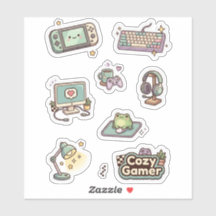 Retro Cozy Gamer Desk Sticker Sheet