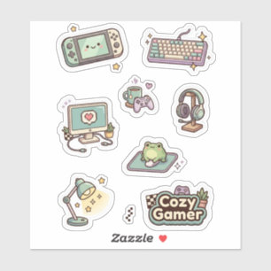 Retro Cozy Gamer Desk Sticker Sheet