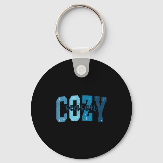 Retro Cozy Season Cute Winter Vibes Tis The Season Keychain (Front)