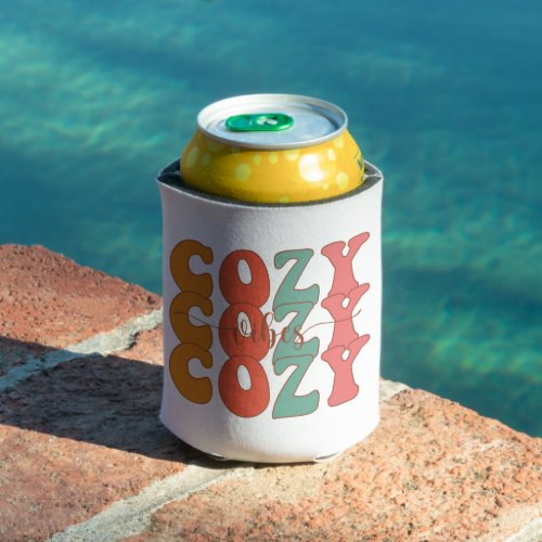Retro Cozy Vibes Fall Can Cooler