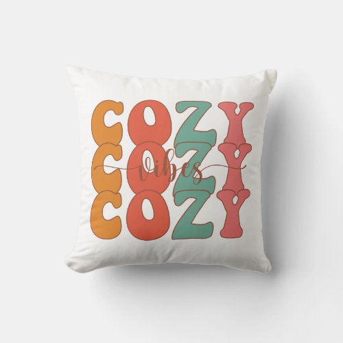 Retro Cozy Vibes Fall Plaid Throw Pillow