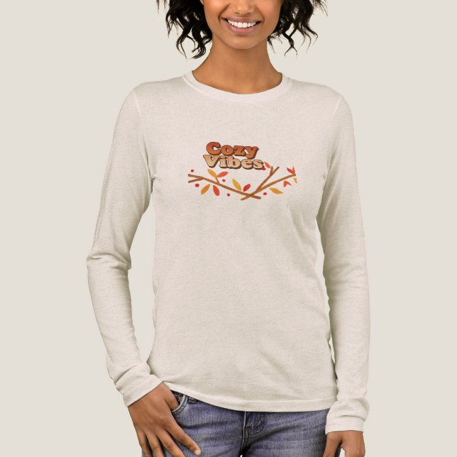 Retro “Cozy Vibes” T-Shirt | 70s Autumn Gradient F Tri-Blend Shirt (Front)