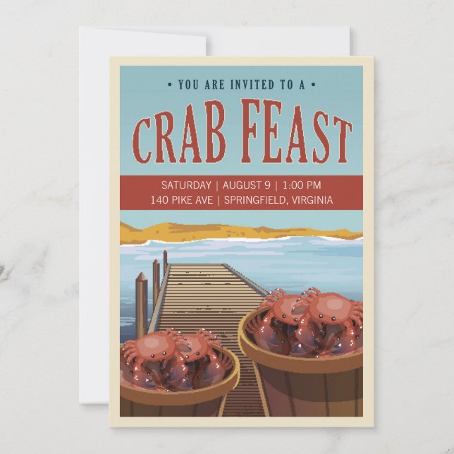 Retro Crab Feast Invite (Front)
