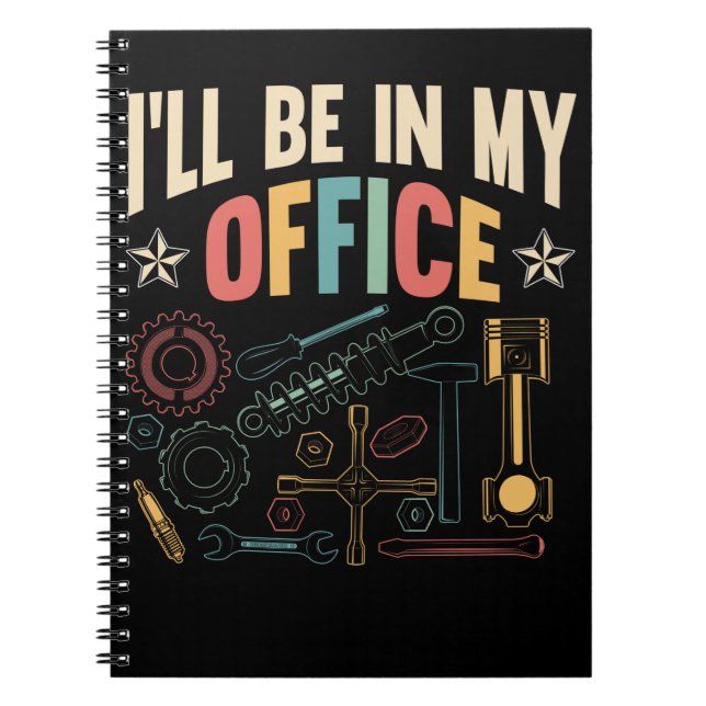 Retro Craftsman Office Workshop Funny Car Mechanic Notebook (Front)