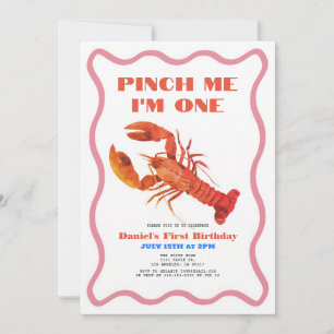 Retro Crawfish 1st Birthday Seafood Boil Invitation