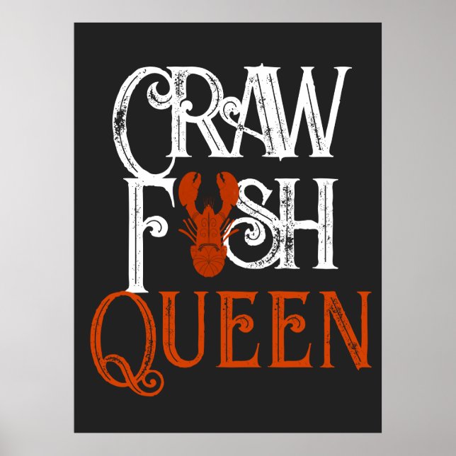 Retro Crawfish Queen Seafood Poster (Front)