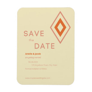 Retro Cream & Burnt Orange Geometric Modern Magnet