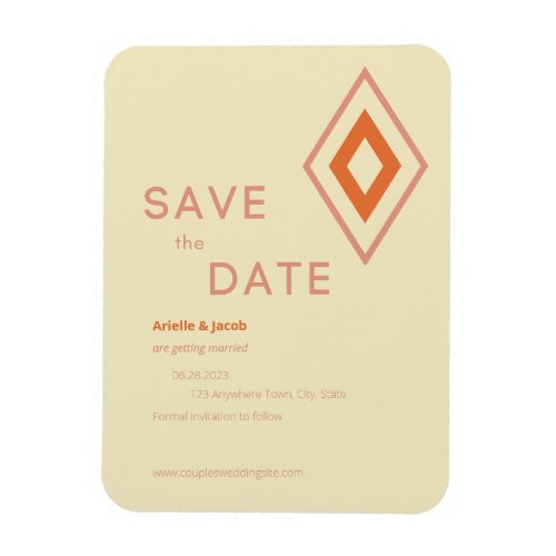 Retro Cream  Burnt Orange Geometric Modern Magnet