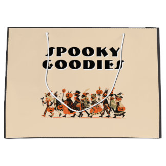Retro Cream＆Orange Spooky Goodies Halloween Large Gift Bag