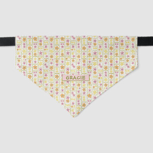 Retro Cream Patchwork Floral Custom Medium Pet Bandana Collar