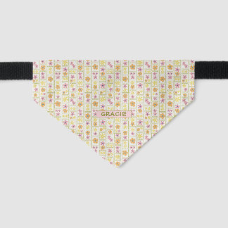 Retro Cream Patchwork Floral Custom Small Pet Bandana Collar