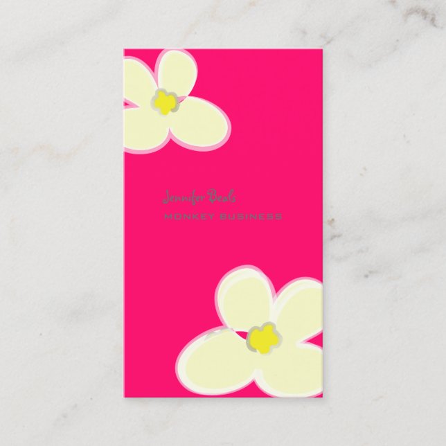 RETRO CREAM PLUMERIAS/DIY BACKGROUND COLOR BUSINESS CARD (Front)