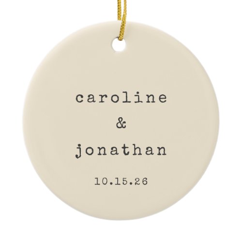 Retro Cream Typewriter Custom Wedding Photo Ceramic Ornament