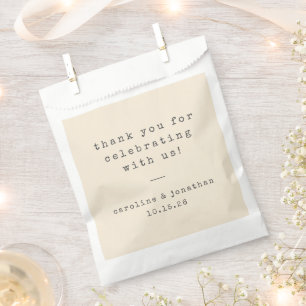Retro Cream Typewriter Custom Wedding Thank You Favor Bag