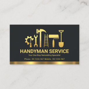 Retro Creative Gold Handyman Tools Home Remodeling Business Card