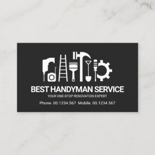 Retro Creative Handyman Tools Motif, Odd Jobs Business Card