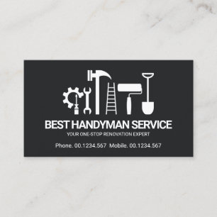 Retro Creative Handyman Tools Motif, Odd Jobs Man Business Card